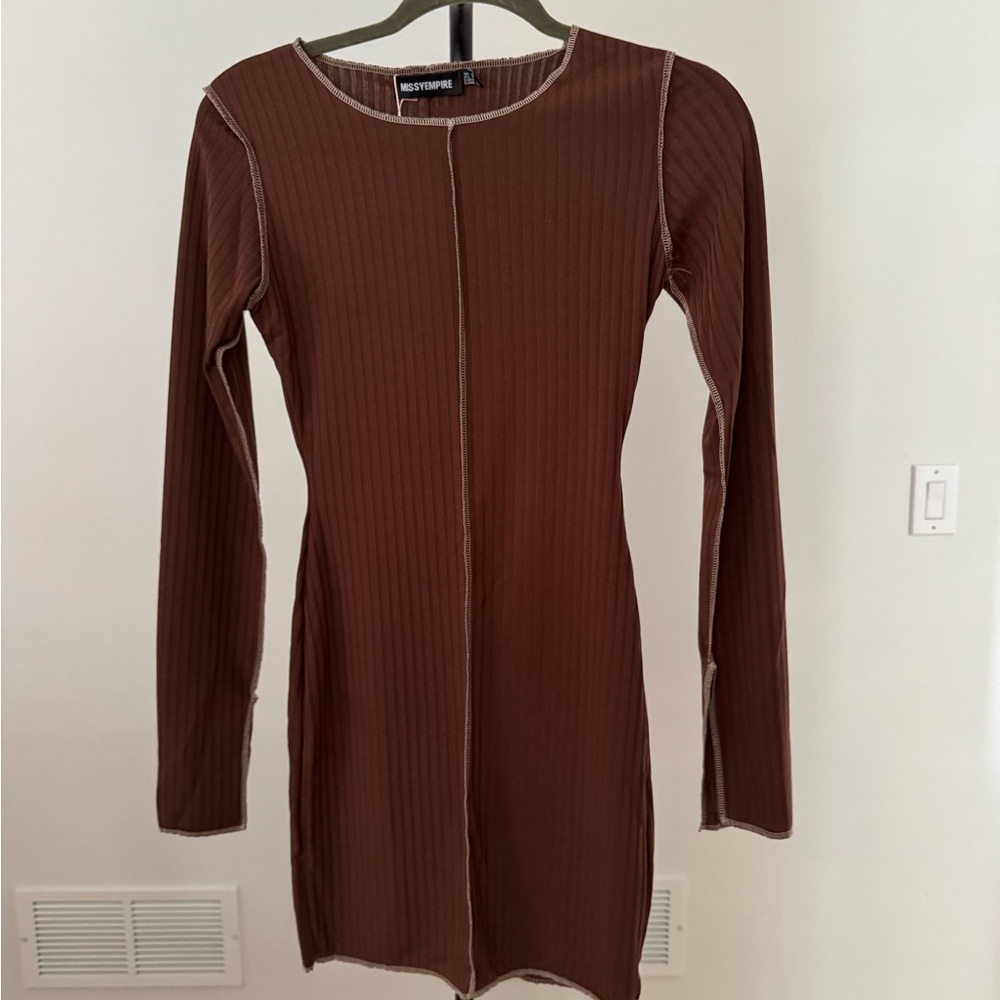 Missy Empire Chocolate Long Sleeve Dress